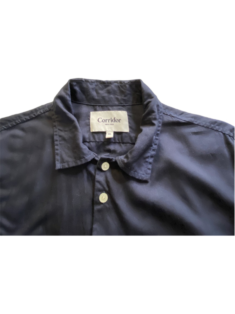 Corridor NYC Mens XL Lyocell Camp Collar Shirt Midnight Navy Button Up - Picture 3 of 9